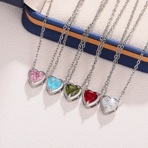 Collares con Colgante de Zirconia en Forma de Corazón, Diseño Elegante de CAOSHI, 5 Colores, para Mujer, Joyería para Boda o Compromiso - Product Image 1