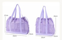 Sac fourre-tout pliable en maille avec cordon de serrage, personnalisable avec logo, moderne et tendance, pour collection de jouets, plage d'été et usage quotidien