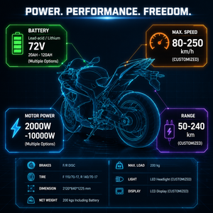 มอเตอร์ไซค์แข่ง EU SHENGGE รุ่นยอดนิยมจากจีน 72V 2000W-10000W ความเร็ว 80 กม./ชม. คล้ายกับมอเตอร์ไซค์ B/m/w - Product Image 2