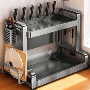 Metal Kitchen Sink Storage Bowl Cabinet <b>Rack</b> Countertop <b>Dish</b> Storage Cabinet Carbon Steel Kitchen <b>Racks</b> - Product Image 1