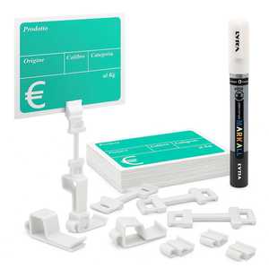 Kit d'étiquettes de prix en PVC, 25 étiquettes vertes avec supports et marqueur pour comptoirs de fruits et légumes - Product Image 1