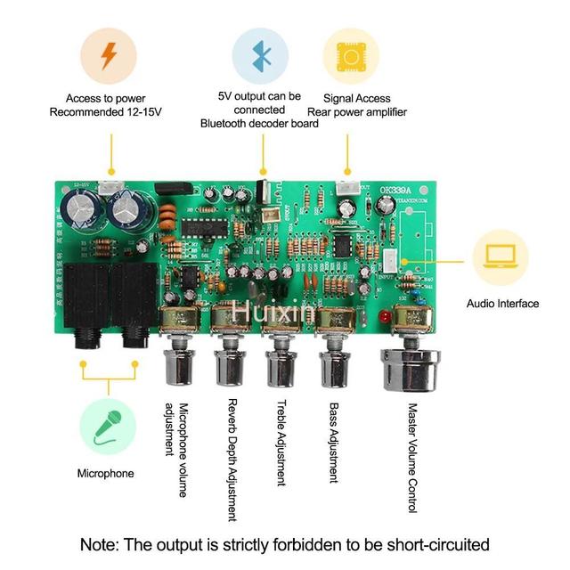 Module OK339 PT2399 Reverberation Pre-stage Tuning Board Low-noise Power Amplifier Front Board With Knob Power Amplifier Module