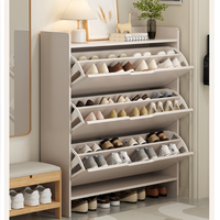 Meuble à chaussures minimaliste couleur crème noyer pour couloir, unité de rangement complète pour l'entrée de la maison, étagère à chaussures la plus vendue