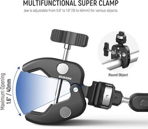 <span class=keywords><strong>NEEWER</strong></span> Double Super Clamp Support de Caméra Bras Magique Interface NATO Griffe Froide Trous de Fixation <span class=keywords><strong>1</strong></span>/4" ARRI pour Studio Photo et Vidéo - Product Image 3