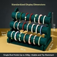 Présentoir à roulettes 3 niveaux en velours pour bracelets et colliers, diamètre 5 cm, approvisionnement direct usine, best-seller