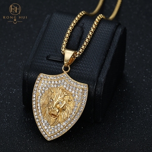 Collar con Colgante <span class=keywords><strong>de</strong></span> Cabeza <span class=keywords><strong>de</strong></span> León RH HIPHOP, Chapado en Oro <span class=keywords><strong>de</strong></span> 18K, Acero Inoxidable, Joyería Moderna, Regalo Unisex para Niños - Product Image 5