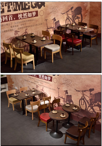 Juego de sillas de mesa de madera maciza de estilo moderno de gama alta nórdica para cafetería, restaurante, tienda de postres y bebidas, tienda de dulces, comedor informal - Product Image 6