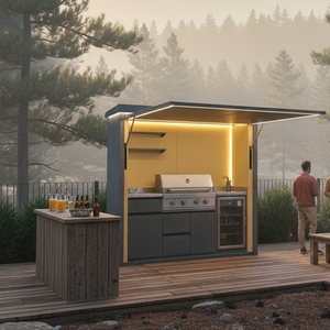 Abri de barbecue en acier et cuisine extérieure – Structure durable, imperméable et écologique en nouveau matériau pour villa, appartement, ferme - Product Image 5