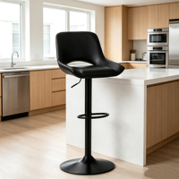 Chaise de bar noire minimaliste moderne, réglable en hauteur, pivotante, pour comptoir de cuisine et mobilier de bistrot