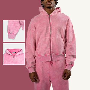 メンズカスタムトラックスーツメーカー、アシッドウォッシュグラフィックプリントトラックスーツ、全面デザインフーディーとジョガーパンツ、ストリートウェアツーピースセット - Product Image 3