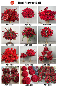 ชุดดอกกุหลาบสีแดงสวยหรู พร้อมใบไม้สีเขียว สำหรับตกแต่งทางเดินงานแต่งงาน - Product Image 6