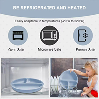 Vaisselle silicone sans d'aspiration de d'alimentation pour bébé avec cuillère, bavoir, bol, assiette, couvercle de tasse à bec