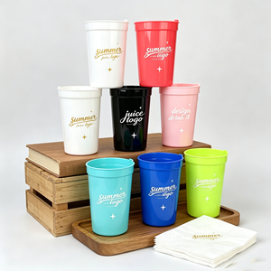 1L Custom 16OZ White Black Transparent PP Plastic Beverage Coffee <b>Cup</b> Reusable Stadium <b>Tumblers</b> Lid <b>Straw</b> UV Coating <b>With</b> Napkin - Product Image 1
