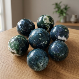 Polished Natural <b>Green</b> <b>Black</b> Ocean Jasper Sphere Healing Crystal Ball Round Stone for Home Decor - Product Image 1