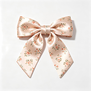 Vente en gros d'usine, nœuds en satin imprimés de fleurs avec logo personnalisé, nœuds pré-faits multi-usages pour l'emballage de cadeaux, pour les fournisseurs de fleurs - Product Image 1