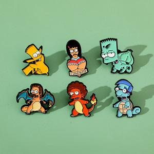 Broche en alliage des Simpsons, badge en métal électroplaqué, personnalisé, créatif et amusant, style dessin animé - Product Image 2