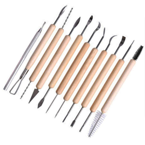 Set di strumenti professionali <span class=keywords><strong>per</strong></span> scultura da 11 pezzi strumenti in ceramica con manici in <span class=keywords><strong>legno</strong></span> fai-da-te - Product Image 3
