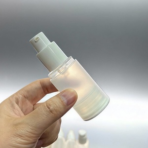 En stock – Flacon pompe sans air en <span class=keywords><strong>plastique</strong></span> PP dépoli pour cosmétiques, 100 ml et 50 ml, avec couvercle blanc - Product Image 3