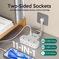 Multiprise encastrée américaine à 3 prises avec port USB et horloge