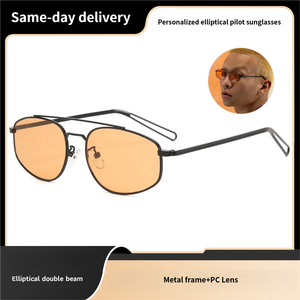 แว่นกันแดดทรงนักบินกรอบวงรีดีไซน์ใหม่ สีสันไล่ระดับ น้ำหนักเบา ป้องกันรังสียูวี 400  โลโก้สั่งทำได้ กรอบโลหะเต็มวง  ตก<span class=keywords><strong>แต่ง</strong></span>สวยงาม เหมาะสำหรับทุกเพศ - Product Image 2