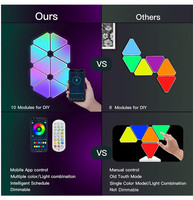 5V USB alimenté 10 Pack RGB Triangle LED panneau d'éclairage mural avec application et télécommande Cool Music Synced Gaming Room Triangle Light