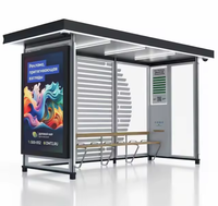 Parada de Autobús Inteligente Personalizada OEM ODM con Caja de Luz de Doble Cara y Banco de Madera, Suministro Directo de Fábrica