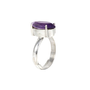 Silver Classic Amethyst & Premium <b>Adjustable</b> Jewelry Crystals Gemstone <b>Ring</b> eternity vermeil Wholesale Rate for girls and women - Product Image 3