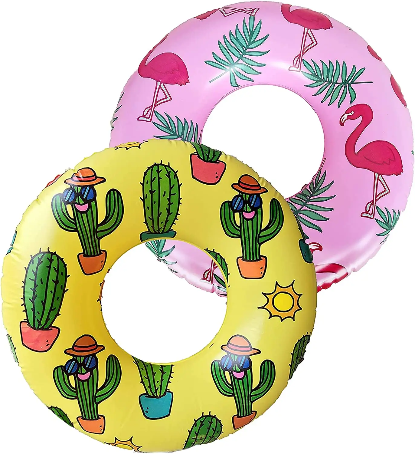 Pool Tubes for Kids Inflatable Pool Floats Flamingo Swim Ring Cactus Swim Tube Funny Water Party Toys