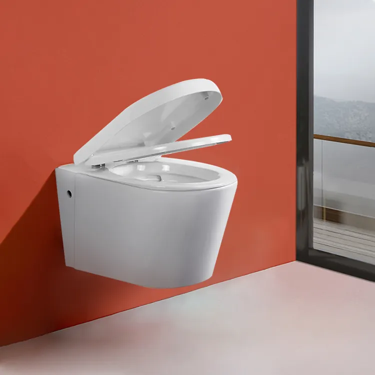 CKB Low MOQ Modern P-Trap 180mm Roughing White Closestool Gravity Flushing Wall Hung Toilet