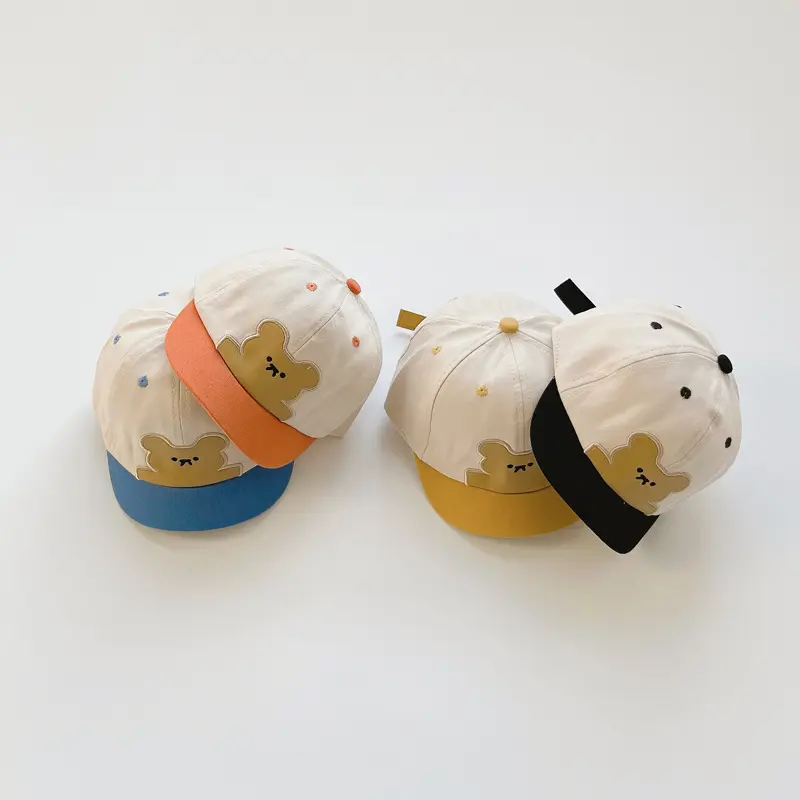 고품질 아기 만화 곰 헤드 기어 양산 모자 귀여운 테디 베어 유아 봄 여름과 가을 야구 모자