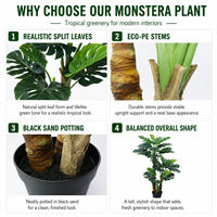 Arbre artificiel Monstera Deliciosa en PE de 180 cm, réaliste, résistant aux UV, écologique, plante moderne pour l'aménagement paysager, décoration de la maison et du bureau