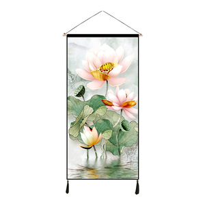 Pittura decorativa moderna del fiore di loto dipinto della parete del laghetto di loto stile cinese - Product Image 3
