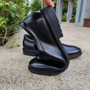 Chaussures habillées en cuir pour hommes Skin King, bout rond, légères, semelle en caoutchouc, pour le bureau, le travail, l'uniforme, le marié, les mariages - Product Image 2