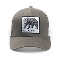 Casquette de camionneur ajustable en coton tissé avec patch carré et dos en maille pour l'extérieur