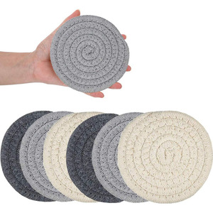 Juego de Posavasos Minimalistas de Algodón Tejido a Mano para Decoración de Sala de Estar, Protección de Mesa, Posavasos Tejidos para Tazas y Mesa de Café - Product Image 3