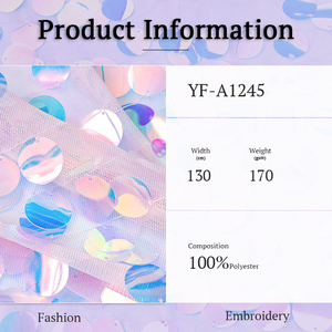 Tùy Chỉnh 18Mm Sequined Sang Trọng Sequin Vải Màu Xanh Chất Lượng Cao Tulle Sequin Vải Cho Buổi Tối Ăn Mặc - Product Image 2