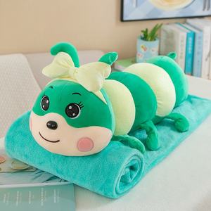 Almohada edredón dos en uno juguete de peluche oruga coche almohada con muñeca para dormir manta de descanso edredón de aire acondicionado - Product Image 6