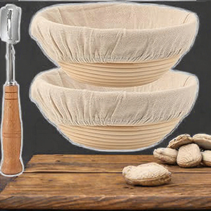 Kit Profesional para Hacer Pan de Levadura Natural: Cestas de Fermentación, Recipientes, Forro de Tela, Cuchilla de Panadería, Raspador (Set de 2 de Fibra Natural) Apto para Contacto con Alimentos - Product Image 2
