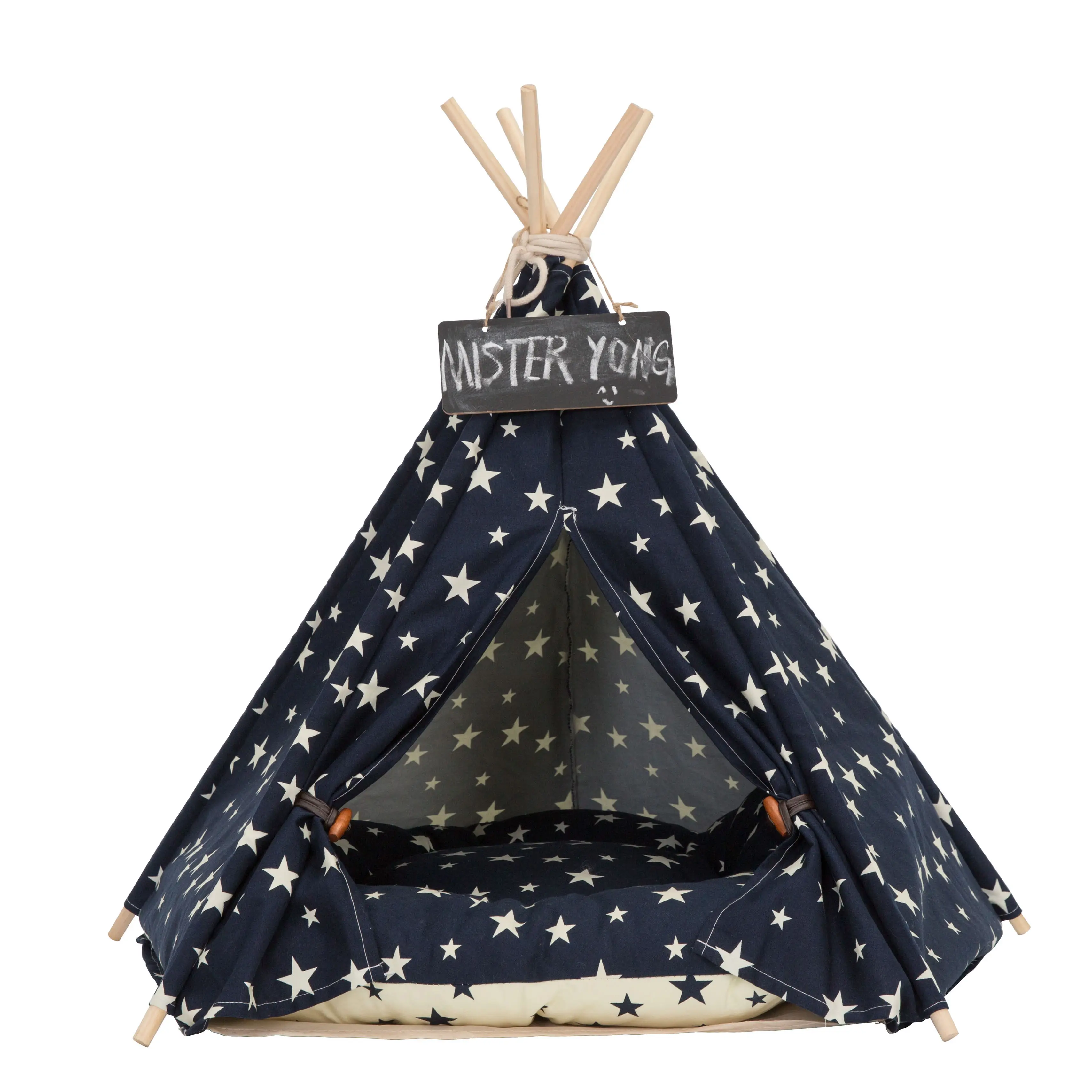 Kat Tent Huisdier Teepee Tent Klimrek Kleine Massief Houten Materiaal Wasbaar Gesloten Met Kussen Huisdier Bed Tent