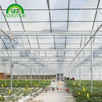 Serre horticole multi-travées CMA1080 de grande taille avec couverture en polycarbonate et structure galvanisée à chaud pour la culture commerciale de légumes