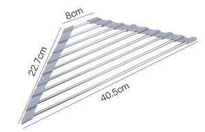Estante de secado de platos enrollable de acero inoxidable triangular, escurridor resistente al calor para esquina de fregadero de cocina - Product Image 2