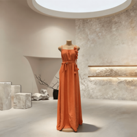 Nouvelle Robe de Soirée Tendance 2026 – Élégante Robe de Fête d'Été Sans Manches à Bretelles Dos Nu Couleur Unie avec Fleurs 3D pour Banquet