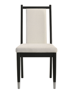 Chaise de salle à manger 2 pièces, convertible, moderne, pour la maison et le bureau, avec pieds en forme de flèche, dossier incliné, pieds avec embouts argentés, finition noir et blanc - Product Image 5