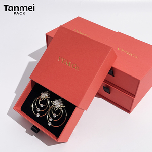 Custom Logo <b>Orange</b> Drawer Jewelry Box <b>Paper</b> Packaging for Rings Earrings Bracelets Pendants and Necklaces - Product Image 6