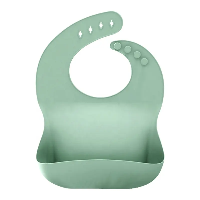 Yeni başlatılan özel Logo desen silikon bebek önlükler ayarlanabilir boyutları yüksek kalite yumuşak su geçirmez silikon bebek ürünleri