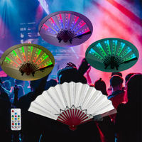 Éventail pliant chinois en plastique lumineux à LED, télécommandé, coloré, portable, non toxique, pour Halloween, danse, boîte de nuit