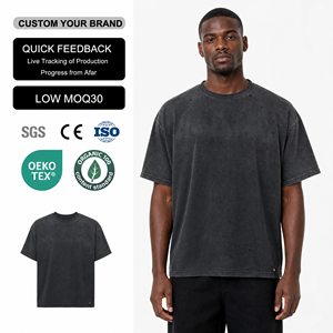 Camiseta Negra de Algodón 100% Estilo Urbano, Oversize, Hombros Caídos, Diseño Exclusivo, Casual, Vintage, Lavado Ácido - Product Image 1