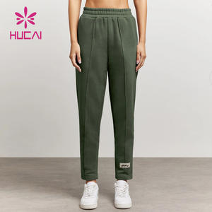 HUCAI OEM ODM Nylon Spandex Alto soporte Color liso Etiqueta personalizada Slim Fit Entrenamiento Fitness Pantalones de chándal para mujeres - Product Image 2