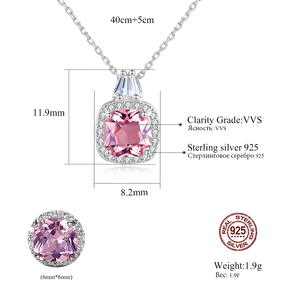 CZCITY Sterling <strong>Silver</strong> Women <strong>Initial</strong> Jewelry <strong>Necklace</strong> Sterling <strong>Silver</strong> Classic Women Pink Pendant - Product Image 2