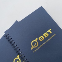 Carnet personnalisé avec logo en feuille d'or, couverture bleue, reliure spirale, pages lignées, bloc-notes pour le bureau, l'école, l'écriture, pour la promotion